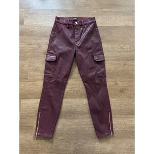 7 For All Mankind Coated High Waist Skinny Jeans Size 28  Cargo Merlot Ankle Zip